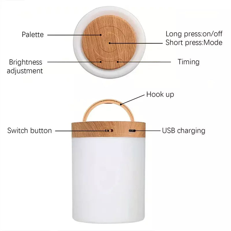 LumaDecor ™ LED Night Light,Portable Touch Control Table Lamp,USB Rechargeable RGB Changing
