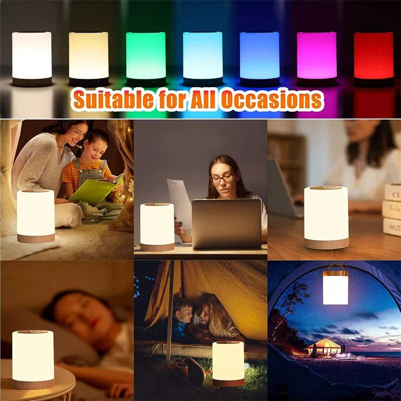 LumaDecor ™ LED Night Light,Portable Touch Control Table Lamp,USB Rechargeable RGB Changing