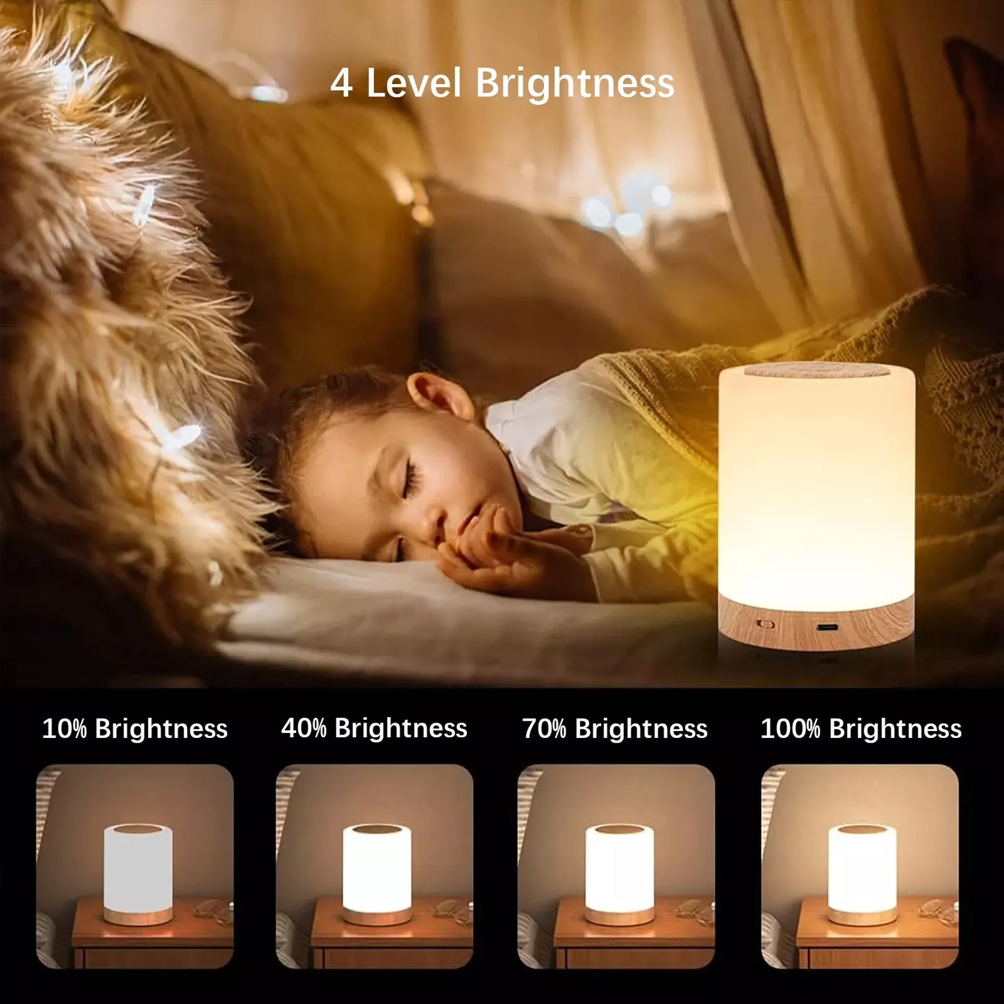 LumaDecor ™ LED Night Light,Portable Touch Control Table Lamp,USB Rechargeable RGB Changing
