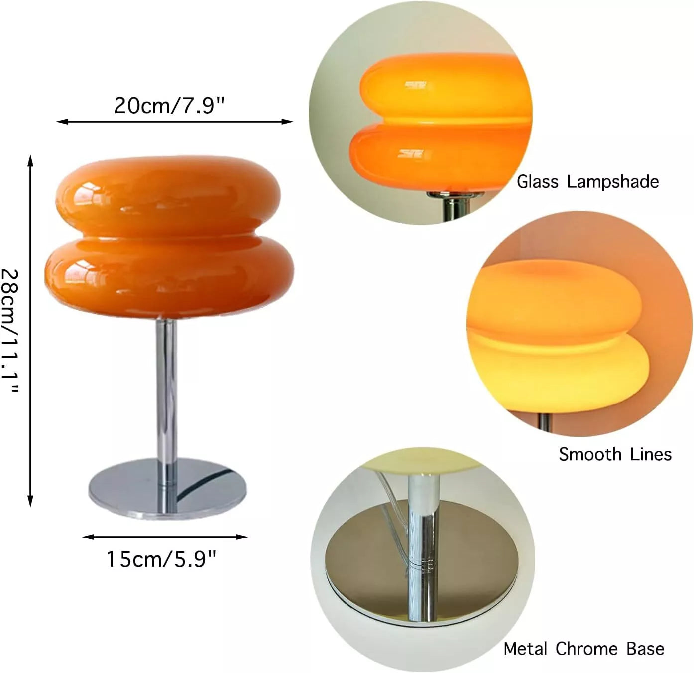 LumaDecor ™ Macaron Glass Table Lamp Trichromatic Dimming  Night Light   Decor